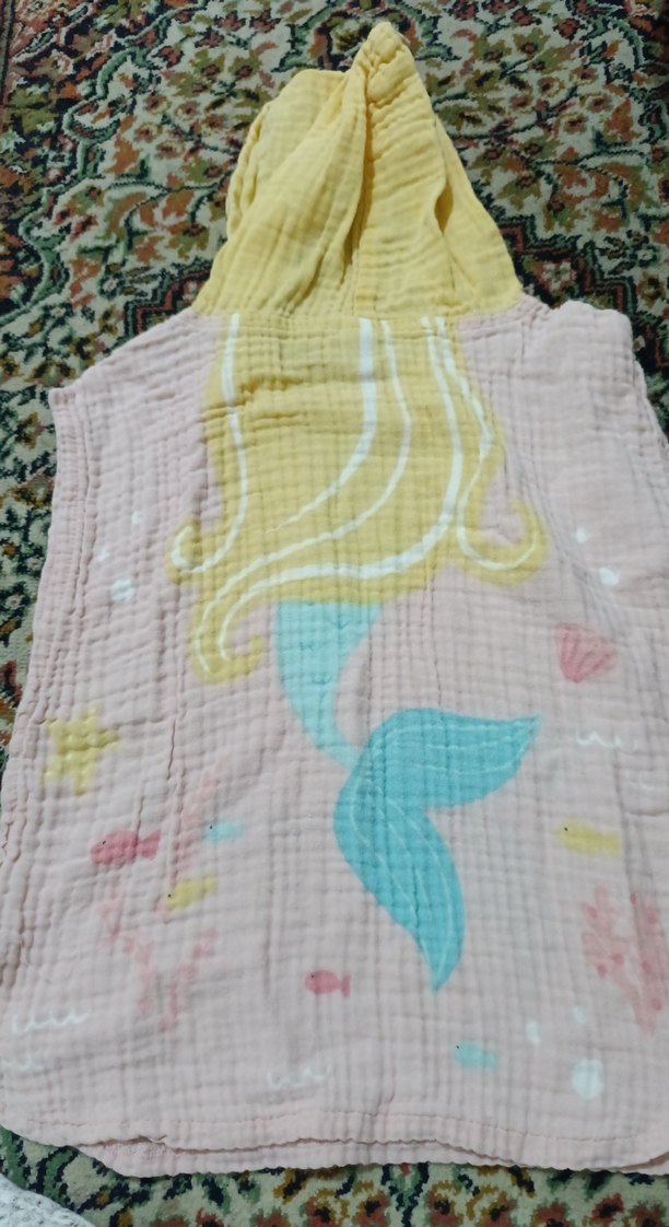 Çocuklar için Çok Renkli Müslin Panço - Görsel 2