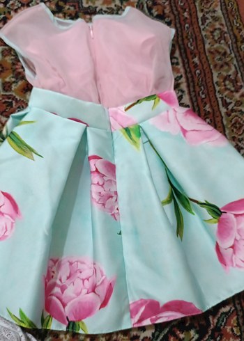 Pembe Çiçek Desenli Kız Elbisesi - Görsel 2