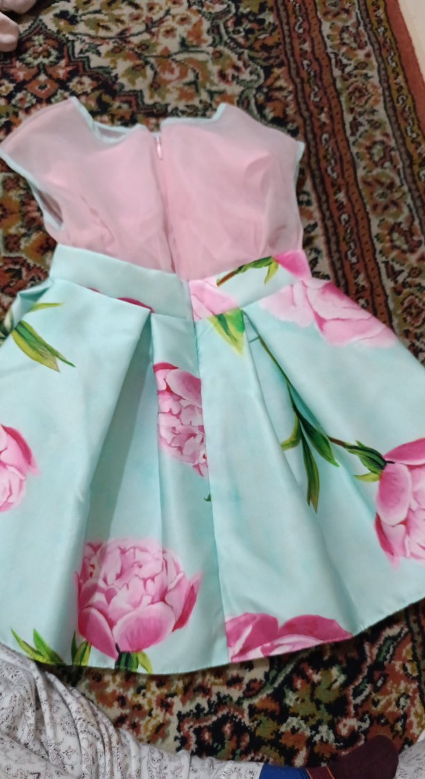 Pembe Çiçek Desenli Kız Elbisesi - Görsel 2