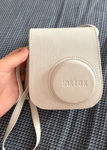 Beyaz Deri Instax Mini Kamera çantası