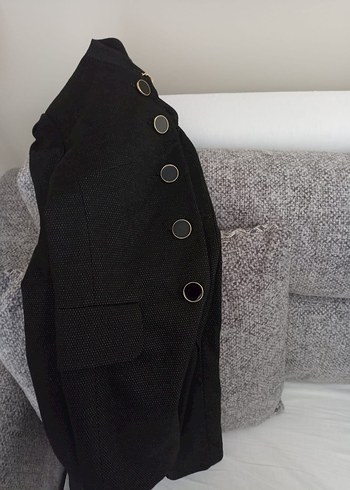 Düğmeli Siyah Kadın Blazer Ceket - Görsel 4