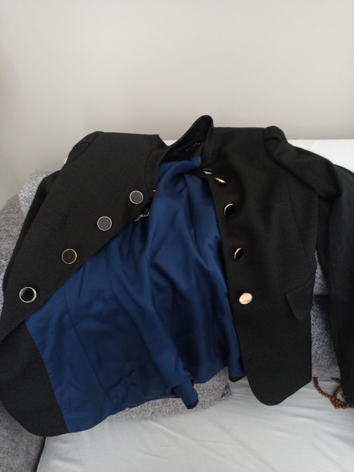 Düğmeli Siyah Kadın Blazer Ceket - Görsel 2