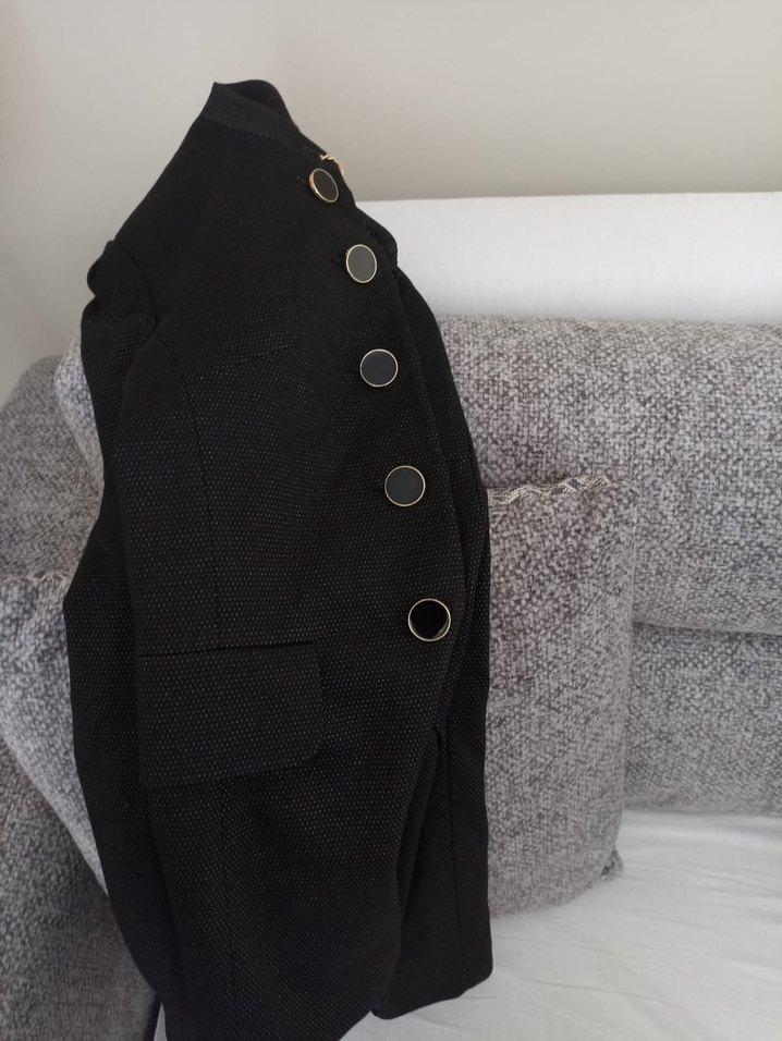 Düğmeli Siyah Kadın Blazer Ceket - Görsel 4