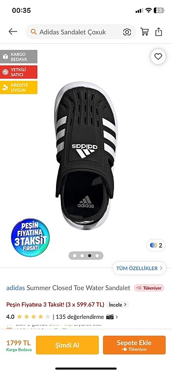 Adidas çocuk sandalet