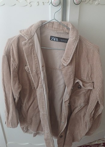 Zara Bej Kadın Düğmeli Keten Midi Ceket