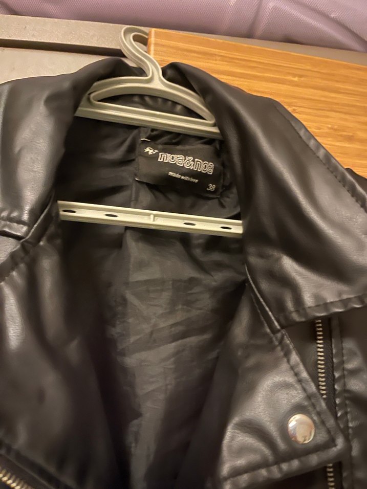 Kadın Siyah Deri Biker Ceket - Görsel 2