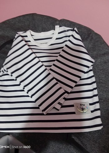 Kız Çocuk Çizgili Kısa Kollu Pamuklu Tişört - Görsel 2