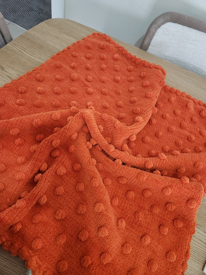 Turuncu Örgü Çocuk Battaniyesi El emeği 90×90 ebatında - Görsel 2