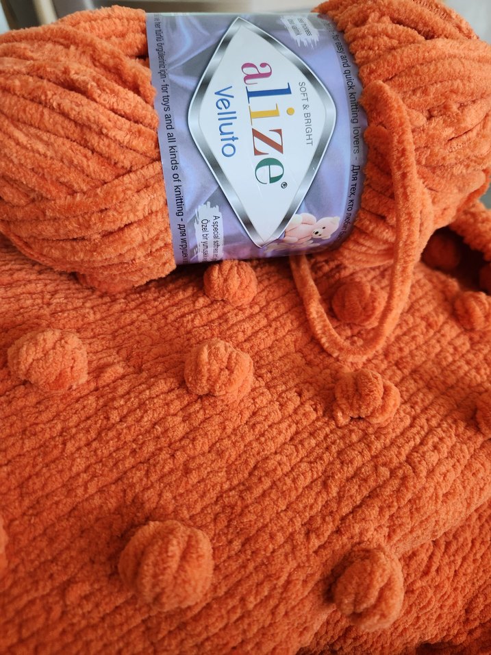 Turuncu Örgü Çocuk Battaniyesi El emeği 90×90 ebatında - Görsel 3