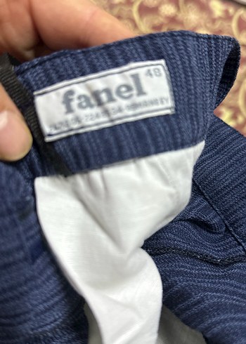 Kadın Lacivert Keten Pilili Kumaş Pantolon - Görsel 2