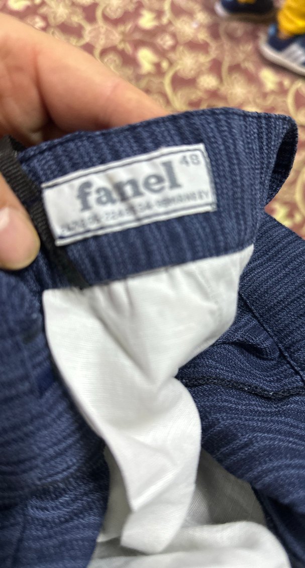 Kadın Lacivert Keten Pilili Kumaş Pantolon - Görsel 2