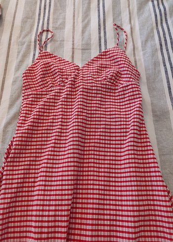 Kırmızı Ekose elbise - Görsel 3