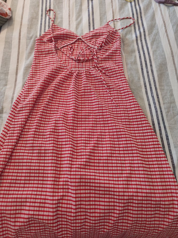 Kırmızı Ekose elbise - Görsel 2