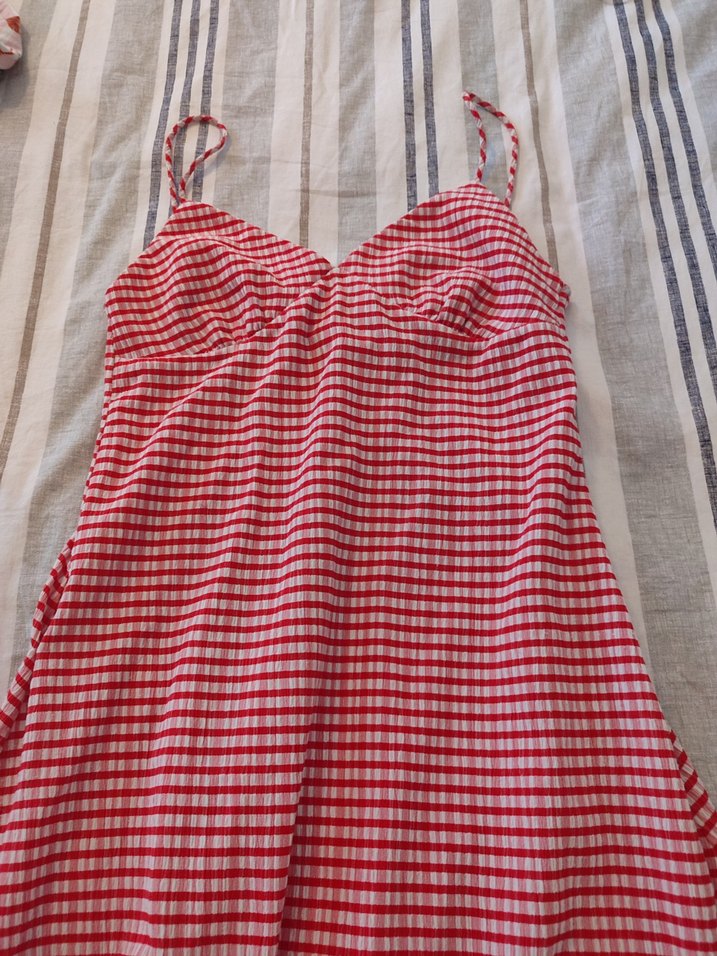 Kırmızı Ekose elbise - Görsel 3