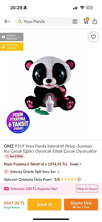Fisher Price Yoyo panda sunman oyuncak
