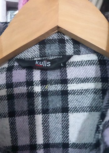 Gri mor beyaz desenli Düğmeli Uzun Kollu Kadın Gömlek - Görsel 2