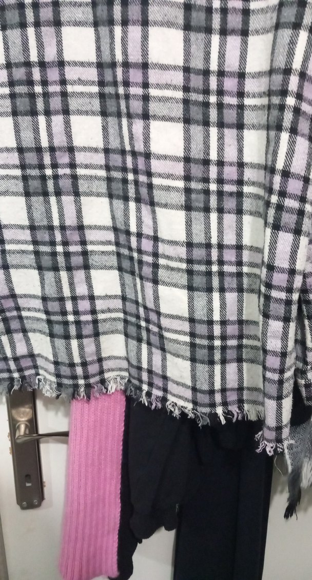 Gri mor beyaz desenli Düğmeli Uzun Kollu Kadın Gömlek - Görsel 4