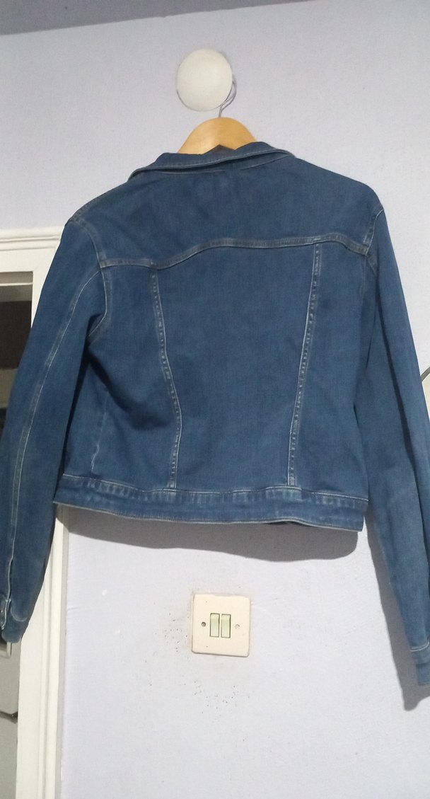 Düğmeli Kadın Mavi kot Ceket - Görsel 3