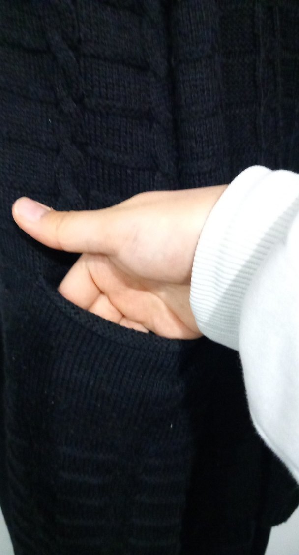 Siyah Triko Kadın Hırka, Midi Boy, Uzun Kollu - Görsel 3