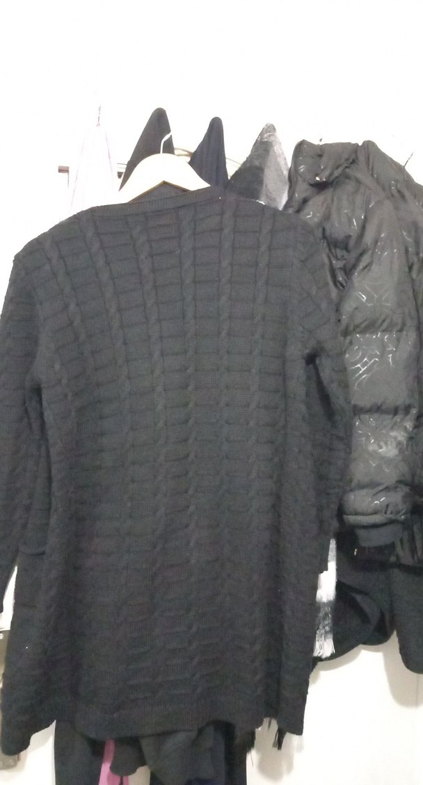 Siyah Triko Kadın Hırka, Midi Boy, Uzun Kollu - Görsel 4