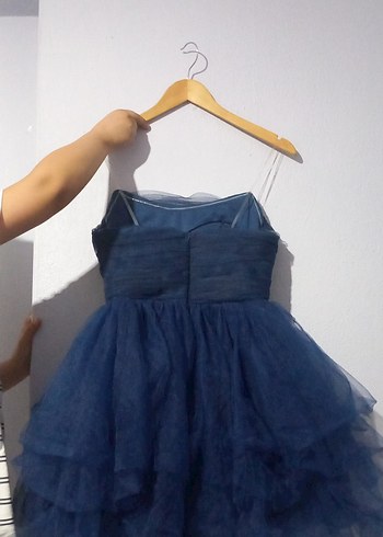 Lacivert Straplez Midi Abiye Elbise - Görsel 2