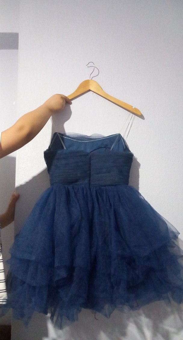 Lacivert Straplez Midi Abiye Elbise - Görsel 2