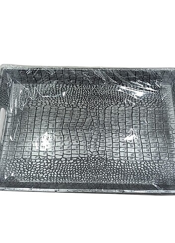 PLASTİK BÜYÜK SUNUM TEPSİSİ (Gümüş Rengi )