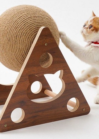 Ahşap İpli Kedi Tırmalama Topu