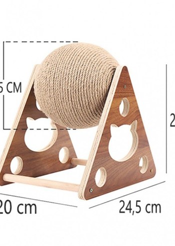 Ahşap İpli Kedi Tırmalama Topu - Görsel 2