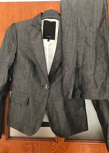 İpekyol Gri Düğmeli Kadın Keten Blazer Ceket etek