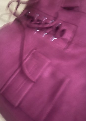 Bordo Süet Mini  Şort - Görsel 3