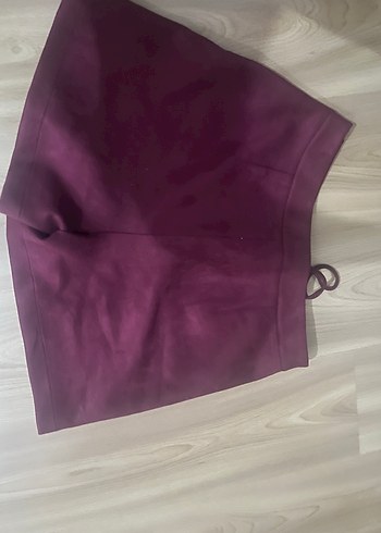 Bordo Süet Mini  Şort - Görsel 4
