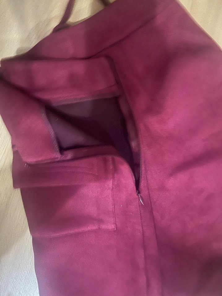 Bordo Süet Mini  Şort - Görsel 5