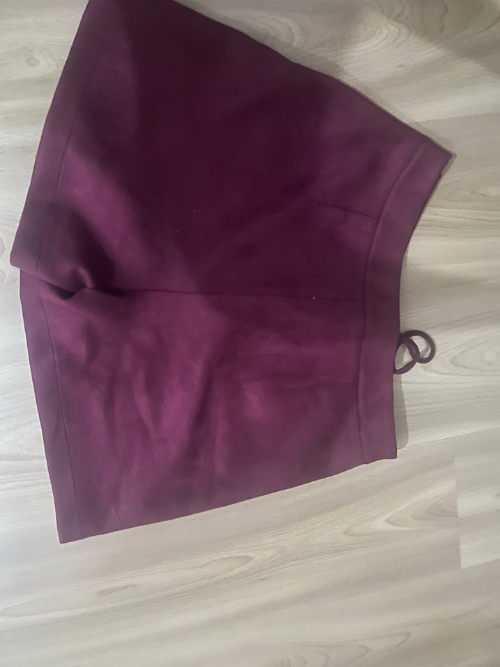 Bordo Süet Mini  Şort - Görsel 4
