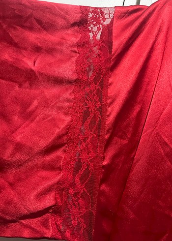 Kadın Kırmızı Parlak Midi victoria secret Sabahlık - Görsel 4