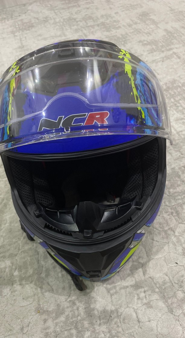 Renkli Desenli Mavi Biker Kask - Görsel 4