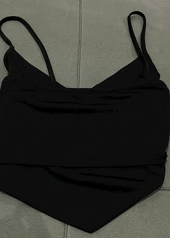 Siyah V Yakalı Mini Strappy Bustiyer - Görsel 3