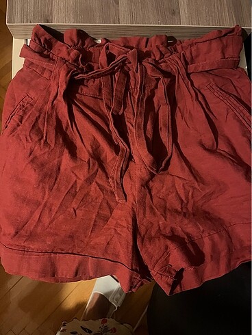 m Beden bordo Renk Mango keten şort