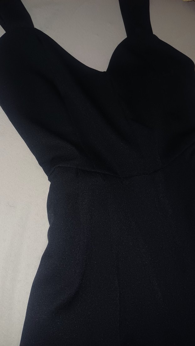 Siyah Drapeli V Yaka tulum - Görsel 2