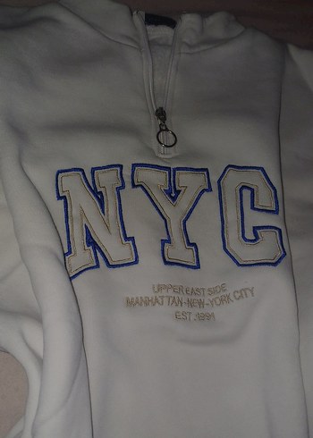 Gri Baskılı Fermuarlı Kadın Sweatshirt - Görsel 2