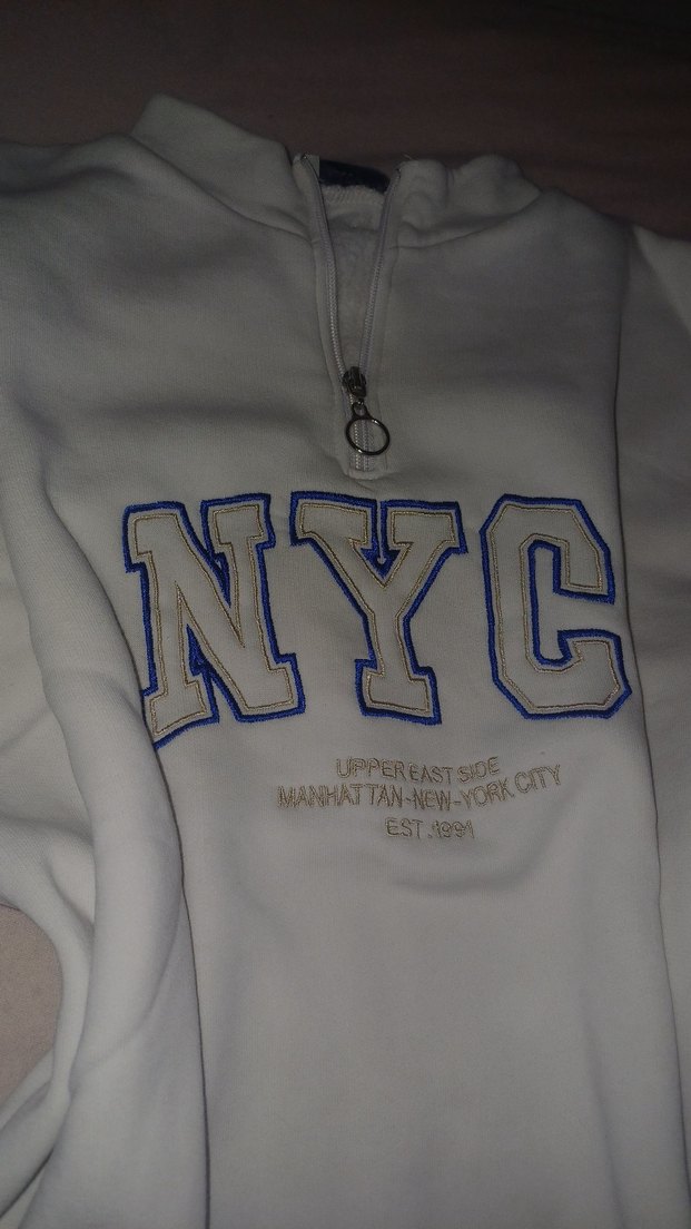 Gri Baskılı Fermuarlı Kadın Sweatshirt - Görsel 2