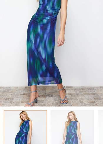 Trendyol & Milla Koyu Mavi Denim Midi Kalem Elbise