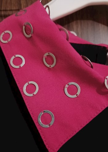 Uzun Kollu, Pembe Yaka Detaylı Siyah Gotik Tunik - Görsel 2