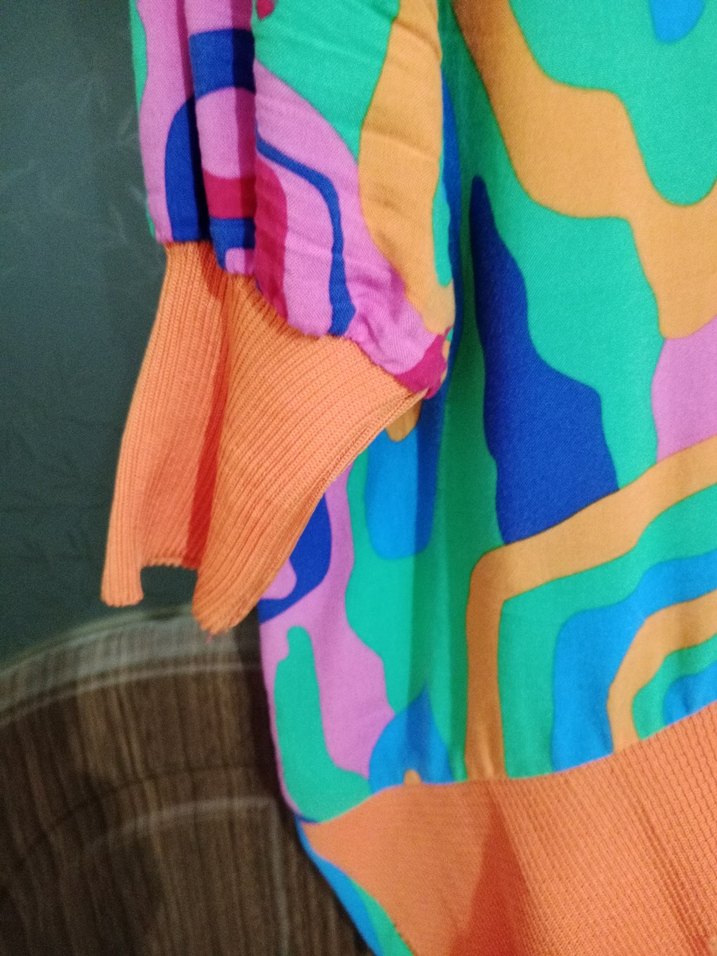 Renkli Uzun Kollu Bağlama Desenli Kadın Gömlek - Görsel 2