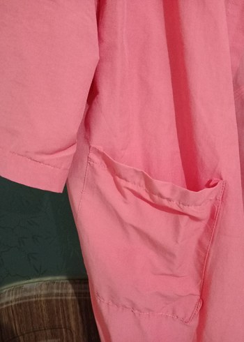 Pembe yarım Kollu Salaş Mini Kadın ceket - Görsel 3