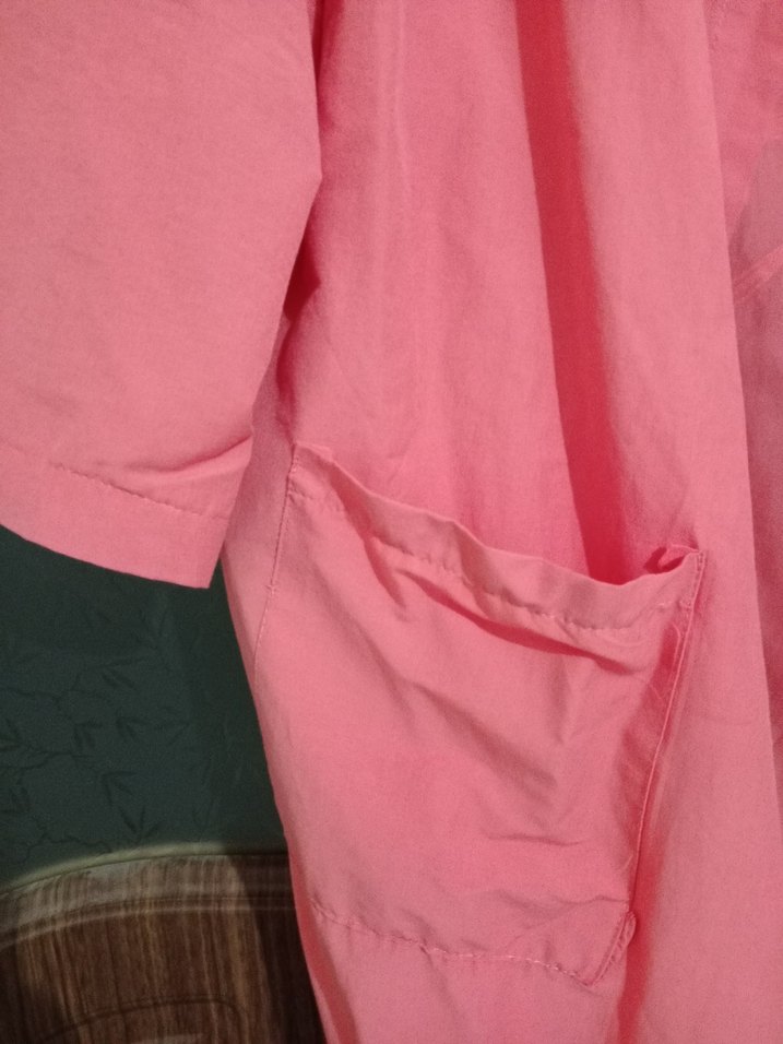 Pembe yarım Kollu Salaş Mini Kadın ceket - Görsel 3