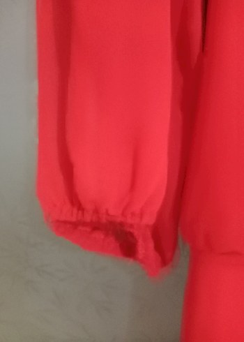 Kırmızı Uzun Kollu Salaş Kadın Elbise - Görsel 4