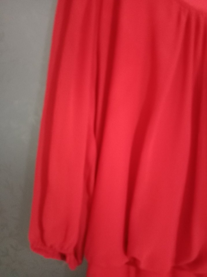 Kırmızı Uzun Kollu Salaş Kadın Elbise - Görsel 3