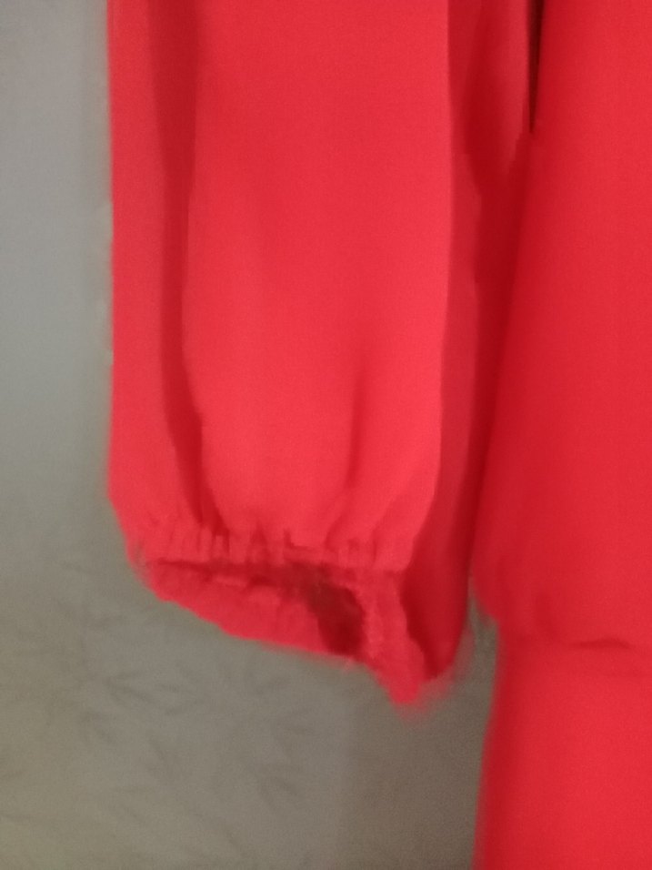 Kırmızı Uzun Kollu Salaş Kadın Elbise - Görsel 4