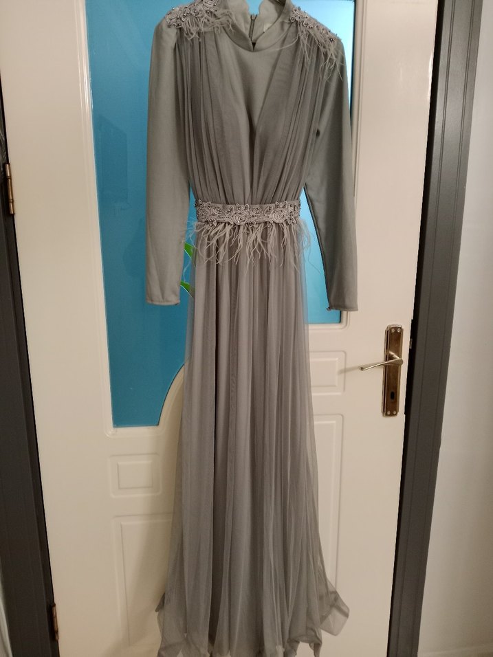 griUzun Kollu Bohem Uzun Elbise - Görsel 4